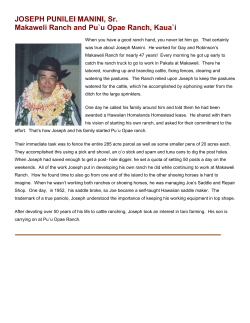 JOSEPH PUNILEI MANINI, Sr. Makaweli Ranch and Pu`u Opae