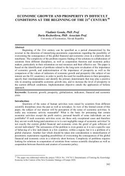 ECONOMIC GROWTH AND PROSPERITY IN DIFFICULT