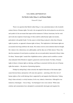 1 Love, Justice, and Natural Law: On Martin Luther King, Jr. and