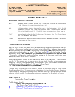 reading assignments - Peter A. Piccione