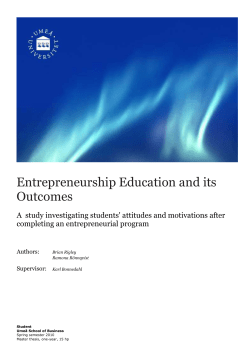 Entrepreneurship Education and its Outcomes