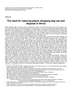 The need for reducing plastic shopping bag use and disposal in Africa