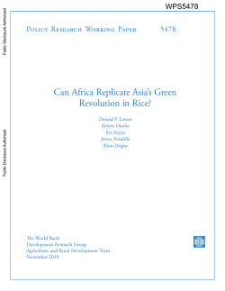 Can Africa Replicate Asia`s Green Revolution in Rice?