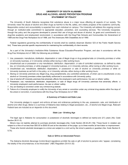 Drug and Alcohol Abuse Prevention Program Statement of Policy