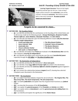 Targets to be covered in class…