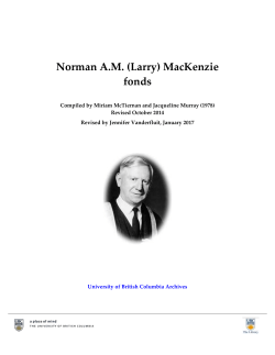 Norman AM MacKenzie fonds - UBC Library