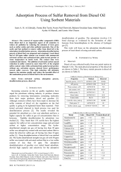 Adsorption Process of Sulfur Removal from Diesel Oil Using Sorbent