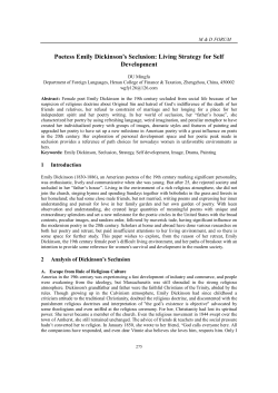 Poetess Emily Dickinson`s Seclusion: Living Strategy for Self