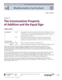 Topic E: The Commutative Property of Addition and the Equal Sign