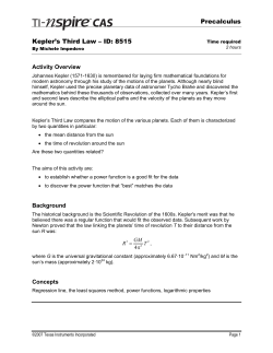 Precalculus Kepler`s Third Law &ndash; ID: 8515 - TI Education