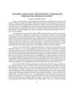 teaching about race and ethnicity: a message of despair, or a