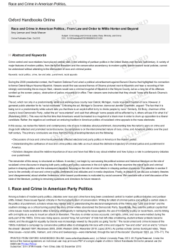 Race and Crime in American Politics, from Law