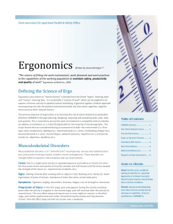 Defining the Science of Ergo Musculoskeletal Disorders