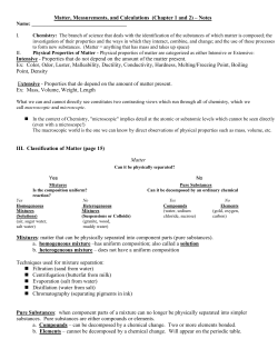 Matter, Measurements, and Calculations (Chapter