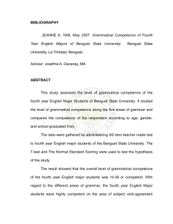 BIBLIOGRAPHY JEANNE A. YAN, May 2007. Grammatical