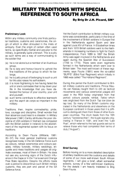 MILITARY TRADITIONS WITH SPECIAL REFERENCE TO SOUTH