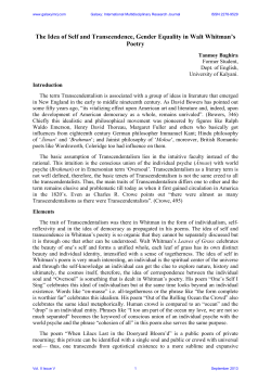 The Idea of Self and Transcendence, Gender Equality in Walt