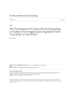 The Development of Contact Period Archaeology in