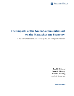 The Impacts of the Green Communities Act on the Massachusetts