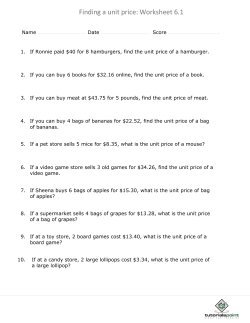 Finding a unit price: Worksheet 6.1