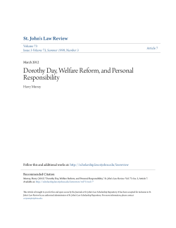 Dorothy Day, Welfare Reform, and Personal Responsibility