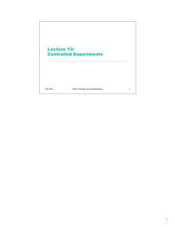 Lecture 13: Controlled Experiments