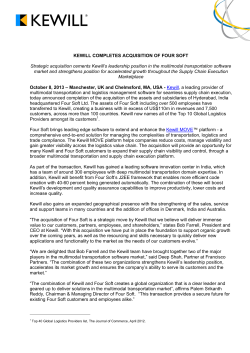 KEWILL COMPLETES ACQUISITION OF FOUR SOFT Strategic