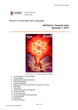 School of Humanities and Languages ARTS3212, Powerful India