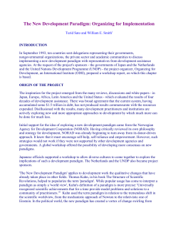 The New Development Paradigm: Organizing for Implementation