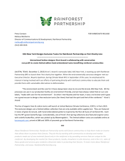 KAS New York Designs Exclusive Tunics for Rainforest Partnership