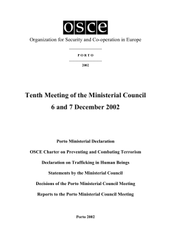 Tenth Meeting of the Ministerial Council 6 and 7 December 2002