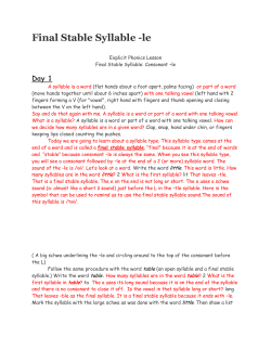 Final Stable Syllable -le - The Syracuse City School District