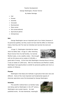 George Washington, Pioneer Farmer Teacher Development