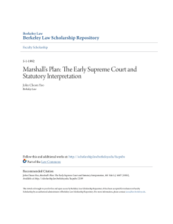 Marshall`s Plan: The Early Supreme Court and Statutory Interpretation