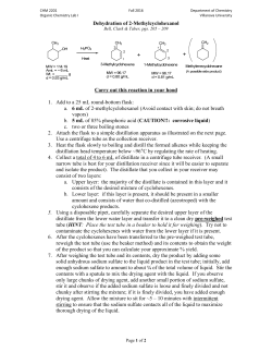 Dehydration of 2-Methylcyclohexanol UCarry out this reaction in