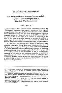 Uneasy Partnership: The Balance of Power between Congress and