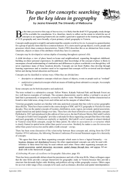The quest for concepts: Searching for the key ideas in geography