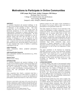 Motivations to Participate in Online Communities