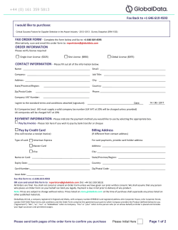 +44 (0) 161 359 5813 Fax Back to +1 646 619 4593