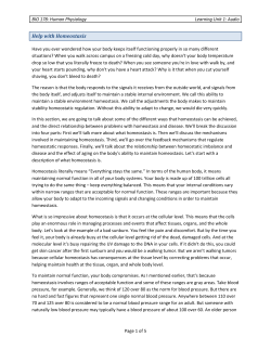 Help with Homeostasis - Indian Hills Community College