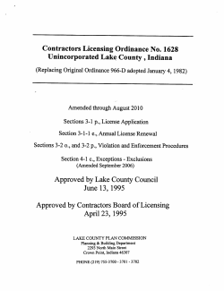 Contractors Licensing Ordinance No. 1628