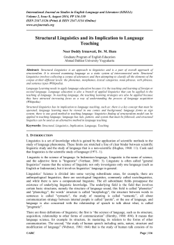 Structural Linguistics and its Implication to Language