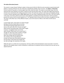 The Italian (Petrachan) Sonnet The sonnet is a type of poem finding