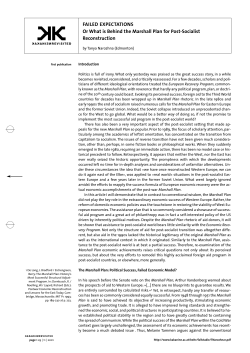 Failed Expectations, Or What Is Behind the Marshall Plan for Post