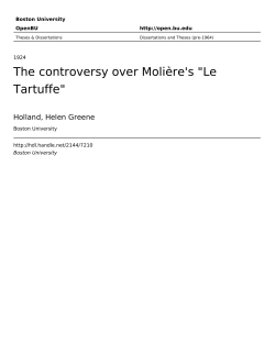 The controversy over Moli&egrave;re`s "Le Tartuffe"