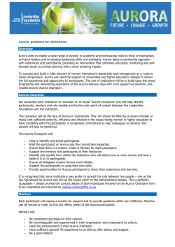 Aurora guidance for institutions