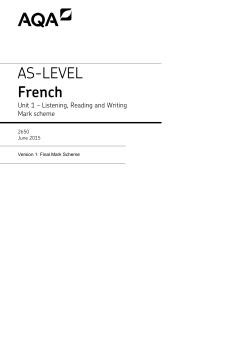 A-level French Mark scheme Unit 01 - Listening, Reading and