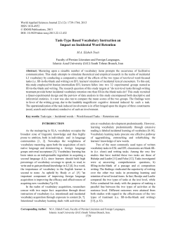 Task-Type Based Vocabulary Instruction an