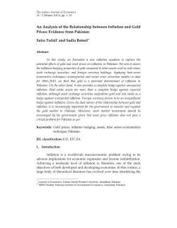 An Analysis of Relationship between Inflation and Gold Prices