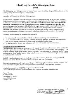 Clarifying Nevada`s Kidnapping Law